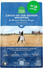 Open Farm, Ancient Grains Dry Dog Food, Protein-Rich & Nutrient Dense, 90% Animal Protein Mixed with Non-GMO Fruits, Veggies and Superfoods, Catch-of-The-Season Whitefish Recipe, 11lb Bag