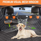 Back Seat Extender for Dogs, Dog Car Seat Cover with Hard Bottom for Backseat Protector, Large Space Dog Hammock with Mesh Window for Car SUV Truck