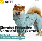WOOFO Full-Coverage Dog Raincoat, Lightweight, Comfortable, Adjustable & Easy to Wear Dog Rain Jacket, Detachable Cap, Reflective Strip (Mint, XS)