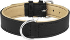 Riparo Adjustable Leather Dog Collar - Heavy Duty Wide Dog Collar for Small, Medium, Large and Extra Large Dogs with Dog Tag Holder (XL: 1.75" Wide for 21”-25” Neck, Black)