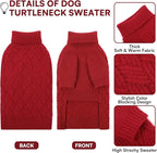 KOESON Dog Sweaters, Warm Medium Dog Sweater Girl and Boy, Turtleneck Christmas Sweaters for Medium Size Dogs, Easy On Pet Xmas Sweaters with Sleeves for Beagle, Dachshund, Boston Terrier, Red, M