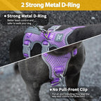 Huntboo Escape Proof Harness,No Slip Dog Harness Escape Proof,Fully Reflective Harness with Handle,Breathable,Durable,Adjustable Vest for Medium Dogs Walking,Training & Running Gear(Lavender Purple,M)