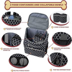 BAGLHER Dog Travel Bag Backpack, Airline Approved Pet Supplies Backpack, Dog Travel Backpack with 2 Silicone Collapsible Bowls and 2 Food Baskets DLBlack