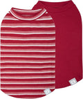 KYEESE 2Pack Waffle Dog Shirts for Small Dogs Stretchy T-Shirts Lightweight Tank Top Sleeveless Striped Vest Breathable Cat Tee, Medium, Red+Striped