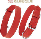 Riparo Dog Collar - Genuine Leather Dog Collars - Heavy Duty Dog Collars for Medium Large and Extra Large Dog Breeds (XL: 1.5” Wide for 22” - 26” Neck, Red)