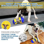 Dog Treat Dispensing Puzzle Toy Adjustable Food Dispenser Slow Feeder Puppy Enrichment Training Rolling Ball Pet Interactive Chase Toys for Small Medium Large Dogs to Keep Them Busy