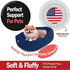 Majestic Pet 24 Inch Suede Calming Dog Bed Washable 24x19x7 (Inch) – Cozy Soft Round Donut Dog Bed with Spine Support for Dogs to Rest Their Head - Pet Bed Small – Navy (2025)