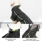 cyeollo Dog Coat Fleece Dog Jacket Reflective Sweater Zipper Pet Clothes with D Ring Dogs Winter Coat for Medium Dogs
