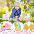 Tagitary Plush Toys Interactive Bunny for Kids That Wiggling Ears,Hopping,Twitching Nose with Sounds,Realistic Rabbit Toy with Leash,Golden Egg,Wind Up Toys,Easter Birthday Gift for Toddlers