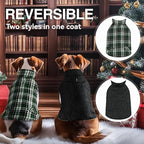 VIVAGLORY Softjoy Dog Coat, Dog Jacket for Winter & Christmas, Coat with Harness Hole & Velcro Closure, Reversible Plaid Checkered Warm Fluffy Heavy Duty for Puppy, M, Green