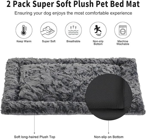 2 Pack Dog Bed for Large Medium Small Dogs,Reversible Rectangle Dog Bed,Washable Orthopedic Durable Sofa Bed for Pet Sleeping Puppy Cat-S-Grey
