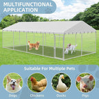 Rovibek 10X20FT Large Dog Kennel Outside, Heavy Duty Outside Dog Kennels Outdoor for Large Dogs with Secure Lock, Outdoor Pet Enclosure for Yard with Thickened Roof