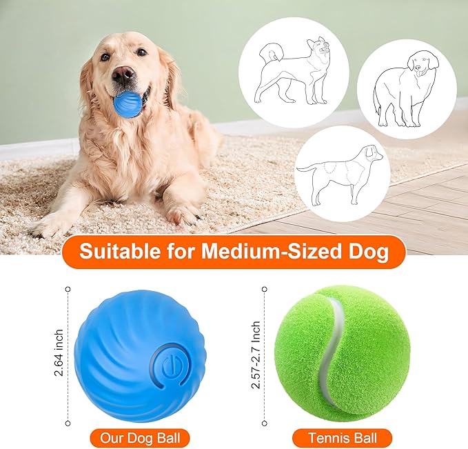 NEOALLYPETS Smart Interactive Dog Toy Ball, Active Rolling Wicked Ball with Automatic Bouncing and Rotating for Puppy/Small Dogs Durable, Chewable, USB Recharger and Fun Gift Toy to Dog (Large)
