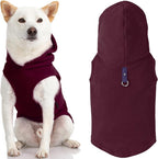 Gooby Fleece Vest Hoodie Dog Sweater - Plum, Small - Warm Pullover Dog Hoodie with O-Ring Leash for Small to Medium Dogs