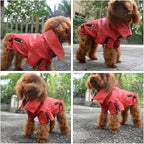 Lovelonglong Cool Dog Leather Jacket, Warm Coats Dogs Windproof Cold Weather Coats for Large Medium Small Dogs, Toy Poodle Clothing Red XS