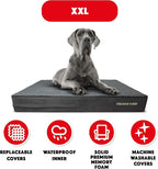 The Dog’s Bed Orthopedic Memory Foam Dog Bed, XXL Grey Plush, Pain Relief for Arthritis, Hip & Elbow Dysplasia, Post Surgery, Lameness, Supportive, Calming, Waterproof Washable Cover