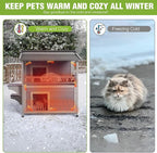 GUTINNEEN 2 Story Heated Cat House for Outside Outdoor Cat House Insulated Weatherproof Feral Cat Shelter with Heated Pad, Insulated All-Round Thermal Liner, Chewproof Cable for 1-4 Cats in Winter