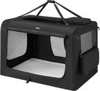 Feandrea 48 Inches Collapsible Soft Dog Crate, Portable Travel Dog Crate for Indoor and Outdoor Use, Dog Carrier Kennel with Safety Zippers, for Living Room, Car, Travelling, Camping, Black UPDC12H