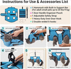 Pet Grooming Hammock for 6-11 lbs Pets - Adjustable Height, Tool Bag, 30 lb Capacity, Door-Hook Hanging, Foldable, Blue