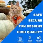 Travel Cat Harness and Leash Set - Adjustable Fit Mesh Cat Harness and Reflective Strap - Comfort Walking Vest for Kitten for Outdoor Walking, Hiking (Extra Small, Orange)