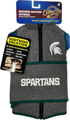 NCAA Michigan State Spartans Dog Anxiety Shirt Calming Soothing Vest for Dogs Cats with Anxiety Fears Fireworks, Loud Noises, Dark, Lonely Keeps Dogs Calm Feeling Safe, Relaxing Jacket Large