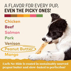 Earth Animal No Hide Strips - Natural Rawhide Free Dog Chew Strips, Peanut Butter - 4 Count