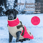 IECOii Dog Winter Jacket for Small Dogs, Waterproof Dog Coat with Harness Built in, Windproof Reflective Zip Up Fleece Jacket for Dogs, Puppy Thermal Warm Snowsuit for Cold Weather, Rosered, S
