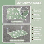 Cat Window Perch, Foldable Cat Window Hammock with Cute 3D Textured Flower Cover, Breathable Mesh Cover and Strong Suction Cups, Cordless Window Seat Bed for Indoor Cats (Green, Medium)