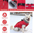 Malier Dog Coat, Reflective Dog Jacket Waterproof Windproof Puppy Cold Weather Coats with Harness Built in, Winter Extra Warm Pet Coat Fleece Vest for Small Large Pets and Puppy (Red, XX-Large)