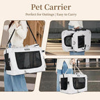 Large Cat Carrier for Cats Collapsible Soft Pet XL Crate for Large/Medium Cats 15lbs+, Car Travel Portable Bag with Water Bottle Slot Ideal for Long Trips (Grey, 20.0"L x 14.0"W x 14.0"H)