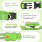 PcEoTllar Light Up Dog Collars, Led Dog Collar, Rechargeable, Night Walking, Waterproof, Glow in The Dark Dog Collars Light for Large Small Medium Dogs, Green m