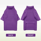 Queenmore Large Dog Sweater, Plaid Dog Sweaters for Large Dogs, Turtleneck Pet KintSweater with Check Pattern, Long Sleeve Holiday Pet Knitwear, Solid, Purple L
