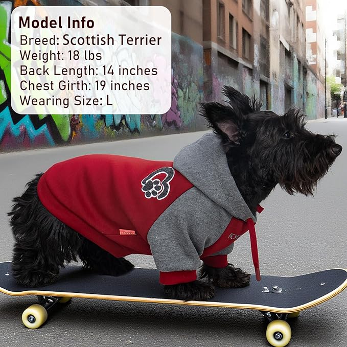 KYEESE Dog Hoodie Stretchy Cat Coat with Leash Hole Dogs Winter Coat for Cold Weather Pet Sweatshirt with Drawstring Soft Dog Clothes for Small Dogs Comfort Cat Sweater Warm Pet Clothes