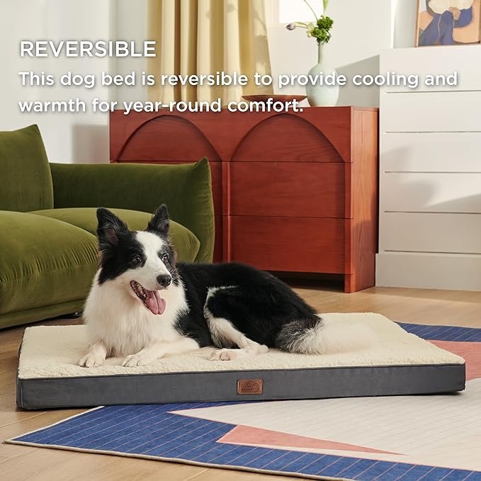 Bedsure XL Dog Bed for Crate - Large Comfy Flat Pet Beds with Removable Washable Cover, Orthopedic Egg Crate Foam Crate Mat, Suitable for Pet Up to 90 lbs