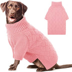 AOFITEE XXL Dog Sweater, Christmas Sweaters for Large Dogs, Warm Turtleneck Dog Sweater for Fall Winter Cold Weather, Solid Dogs Knit Sweatshirt for Golden Retriever, Labrador, Doberman (Pink, 2XL)
