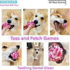 YESWOOD! Puppy Toys Small Rope Balls for Teething, Puppy Chew Pink Toy,Pet Friendly Washable Dog Toy Rope Ball for Small and Medium Dogs 0-80 Pounds(3-Pack) Dog Interactive Gifts
