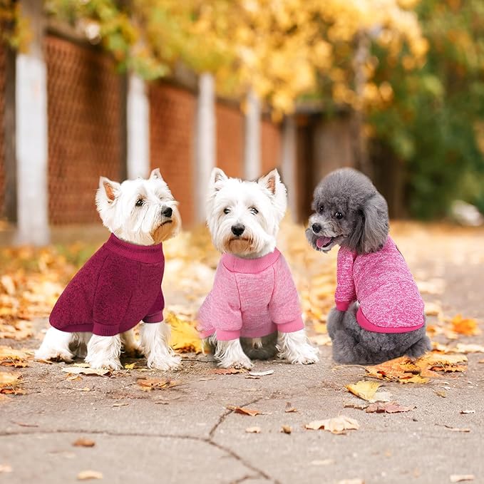 Idepet Pet Dog Classic Knitwear Sweater 3 Pcs, Fleece Coat for Small,Medium Dogs,Warm Pet Dog Cat Clothes,Soft Puppy Customes for Dog Grils Boys,Small