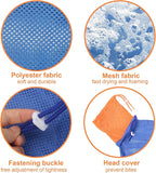 Breathable Mesh Anti Scratch Adjustable Cat Grooming Bag for Nail Trimming, Bathing - Polyester Soft Cat Washing Bag (Blue-Orange)