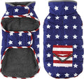 Dog Coat, Waterproof Dog Winter Jacket with Pocket, Reflective Adjustable Pet Snow Vest, Warm Cozy Fleece Sweater for Small Medium Extra Large Dogs - American Flag, S