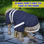 Dog Raincoat, Adjustable Rain Jacket with Hooded Double Layer for Large Medium Small Dogs Puppies, Lightweight Waterproof Rain Coat Poncho with Reflective Stripe Navy,L