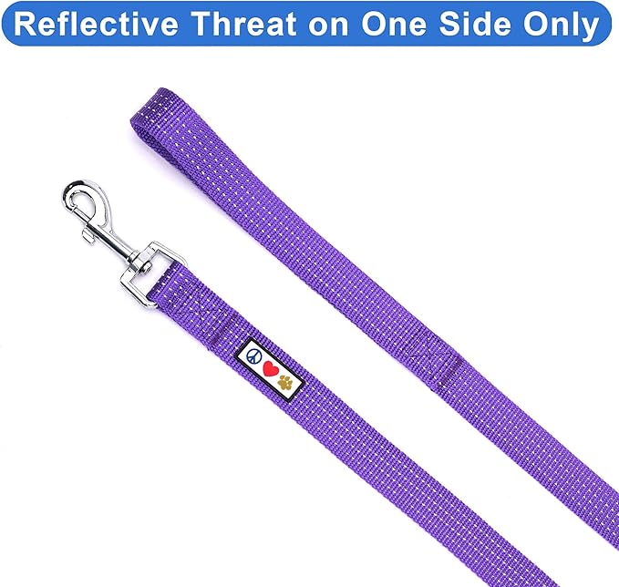 Pawtitas 6 FT Comfortable Dog Leash - Reflective Handle, Heavy Duty Training Leash for Puppies & Small Dogs - Purple