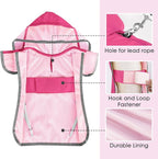 Lukovee Dog Raincoat, Adjustable Dog Rain Jacket with Clear Hooded Double Layer for Large Medium Small Dogs Puppies, Waterproof Rain Coat Poncho with Reflective Storage Pocket & Rim (Fuchsia, S)