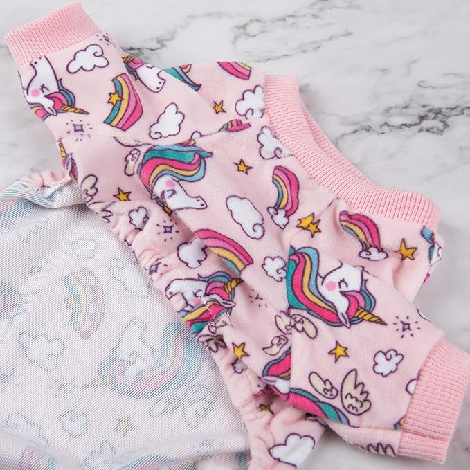 CuteBone Small Dogs Outfit Soft Puppy Onesies Pjs Dog Pajamas Pet Coat Cat Apparel Comfy Doggie Jumpsuit Bodysuit for All Seasons P67M