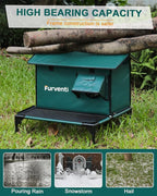 Heated Cat House for Outside,More Platform Space,Extremely Weatherproof & Insulated in Winter,Elevated Outdoor Cat Shelter with Eaves & Escape Door for Barn Feral Stray Cat(Dark Green,Large)