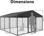 Large Dog Kennel with Roof, Outdoor Heavy Dog Cage for Big Dogs, 118x118x70.9 Galvanized Dog Fence Pen with Double Secure Locks，Weatherproof ，for Large Dogs