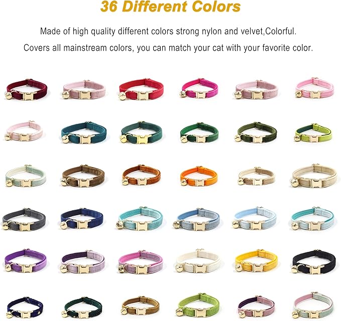 Personalized Cat Collar with Bells,Velvet Customized Small Cat Collar with Name Tag,Pet Collar with Name Phone Number Engraved ID Tags for Boy and Girl Kitten Cats (Taro Purple)