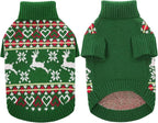 Queenmore Dog Christmas Sweater,Turtleneck Knitted Pullover Xmas Dog Clothes Sweatshirt,Pet Christmas Outfit, Warm Doggy Sweaters for Small Dogs Boy Girl,XS