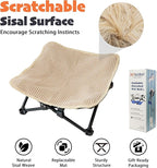PETKARAY Foldable Sisal Cat Scratcher Bed, Sisal Scratching Pad with Raised Metal Frame, Elevated Cat Hammock Chair for Indoor Cats