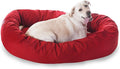 Majestic Pet 52 Inch Bagel Calming Dog Bed Washable – Cozy Soft Round Pet Bed with Spine Support for Dogs to Rest their Head - Fluffy Donut Puppy Bed 52x35x11 (Inch) - Large – Red