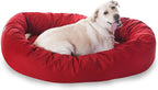 Majestic Pet 52 Inch Bagel Calming Dog Bed Washable – Cozy Soft Round Pet Bed with Spine Support for Dogs to Rest their Head - Fluffy Donut Puppy Bed 52x35x11 (Inch) - Large – Red